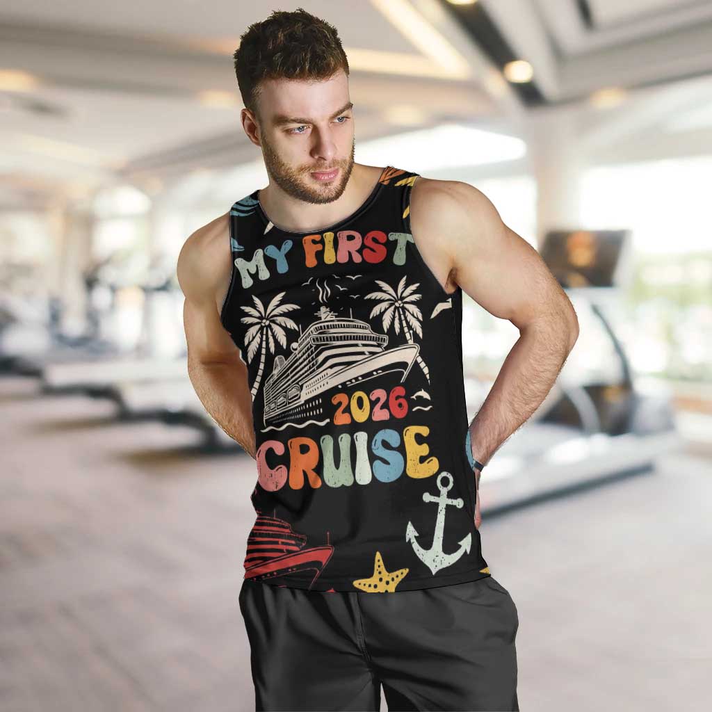 My First Cruise 2026 Men Tank Top Vacation Groovy Family Cruise Ship