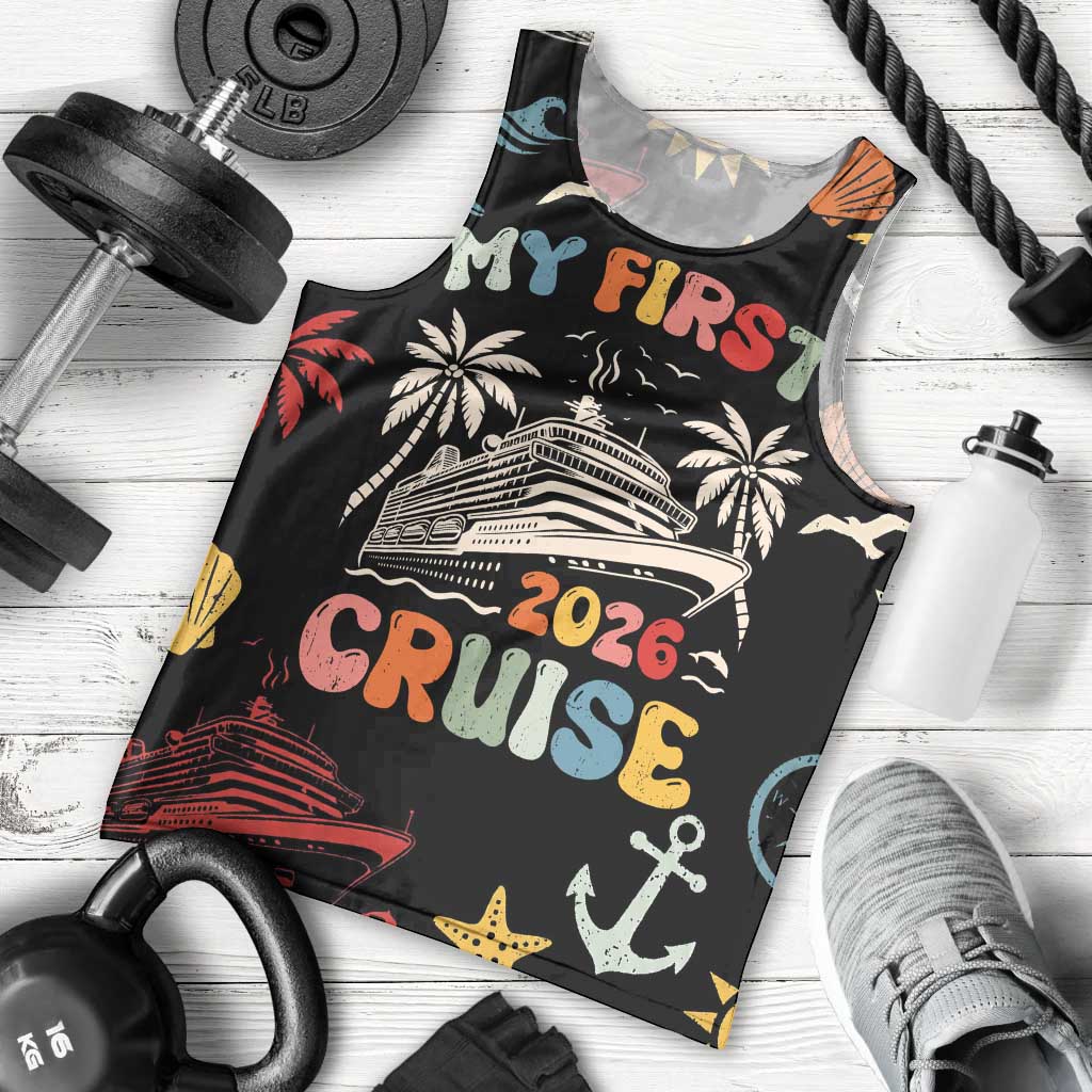My First Cruise 2026 Men Tank Top Vacation Groovy Family Cruise Ship