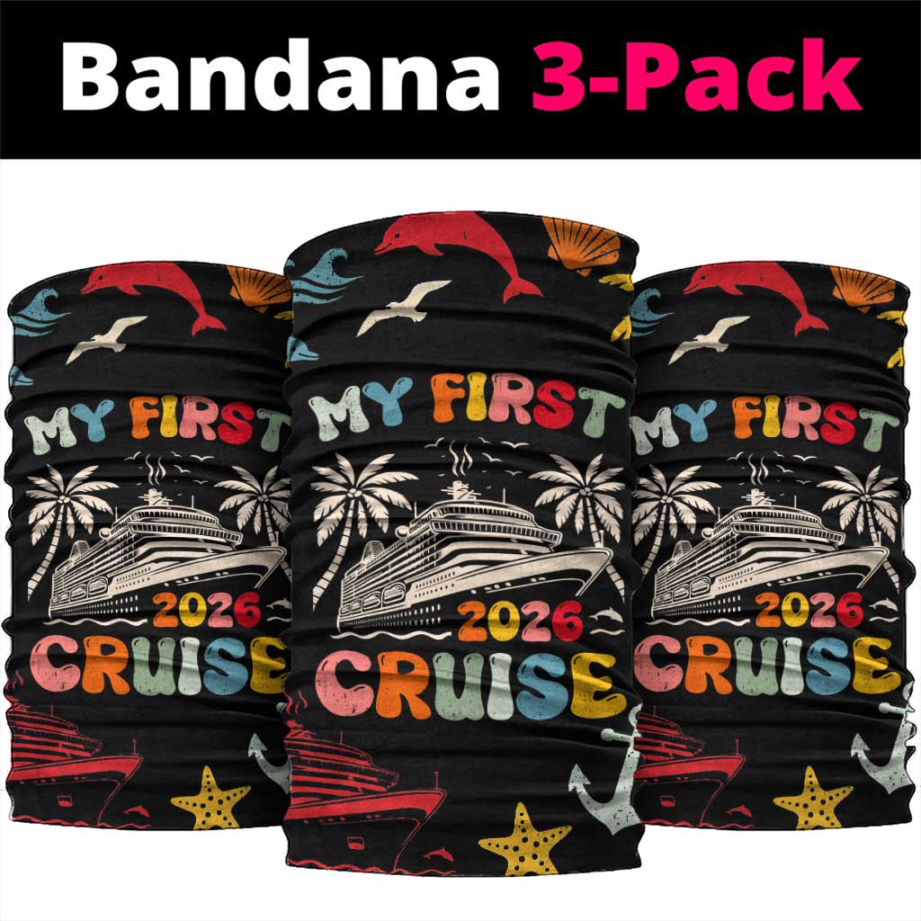 My First Cruise 2026 Neck Gaiter Vacation Groovy Family Cruise Ship