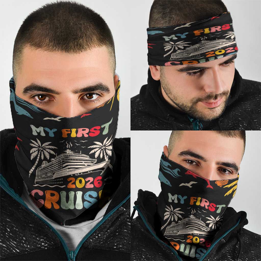 My First Cruise 2026 Neck Gaiter Vacation Groovy Family Cruise Ship