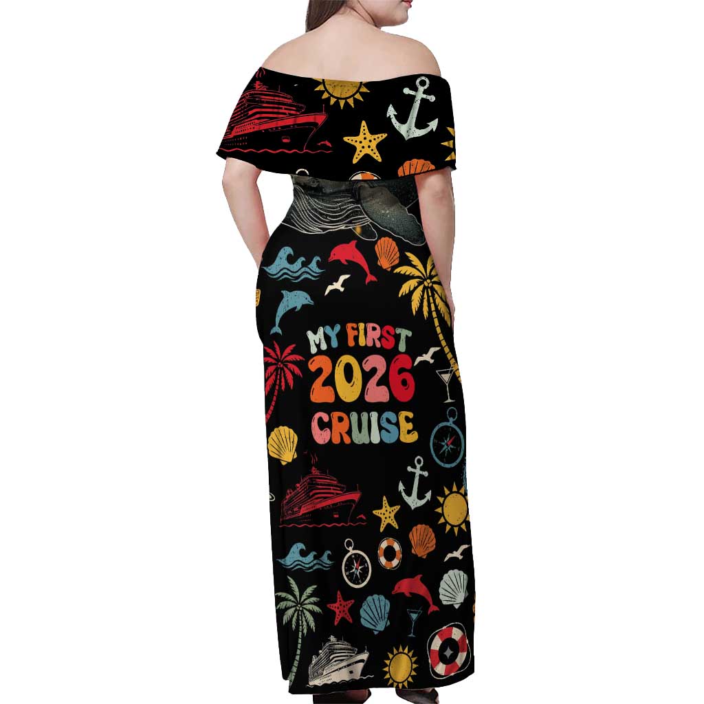 My First Cruise 2026 Off Shoulder Maxi Dress Vacation Groovy Family Cruise Ship