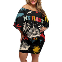 My First Cruise 2026 Off Shoulder Short Dress Vacation Groovy Family Cruise Ship