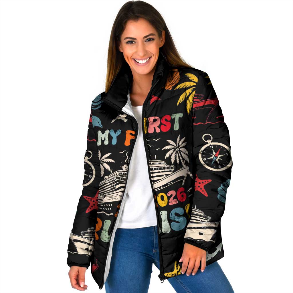 My First Cruise 2026 Padded Jacket Vacation Groovy Family Cruise Ship