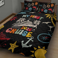 My First Cruise 2026 Quilt Bed Set Vacation Groovy Family Cruise Ship