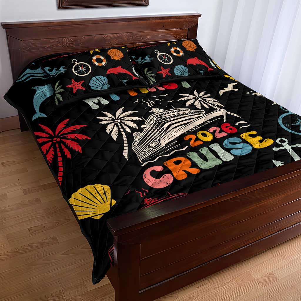 My First Cruise 2026 Quilt Bed Set Vacation Groovy Family Cruise Ship