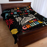 My First Cruise 2026 Quilt Bed Set Vacation Groovy Family Cruise Ship