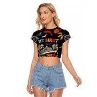 My First Cruise 2026 Raglan Cropped T Shirt Vacation Groovy Family Cruise Ship