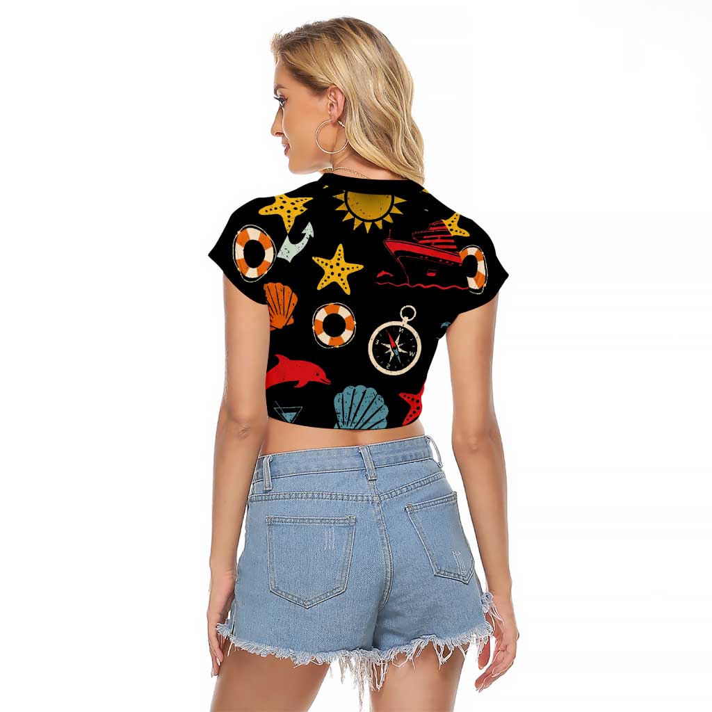 My First Cruise 2026 Raglan Cropped T Shirt Vacation Groovy Family Cruise Ship