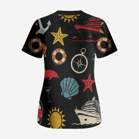 My First Cruise 2026 Scrub Top Vacation Groovy Family Cruise Ship