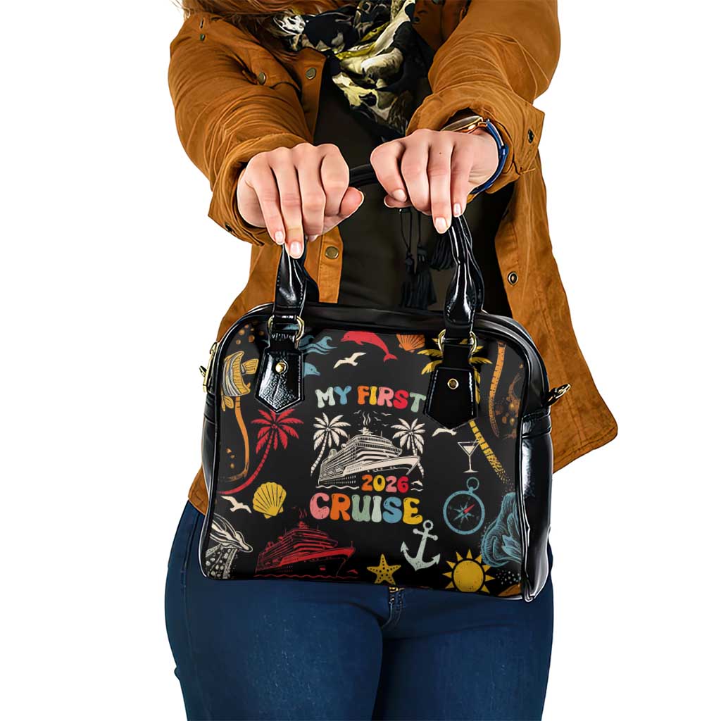 My First Cruise 2026 Shoulder Handbag Vacation Groovy Family Cruise Ship