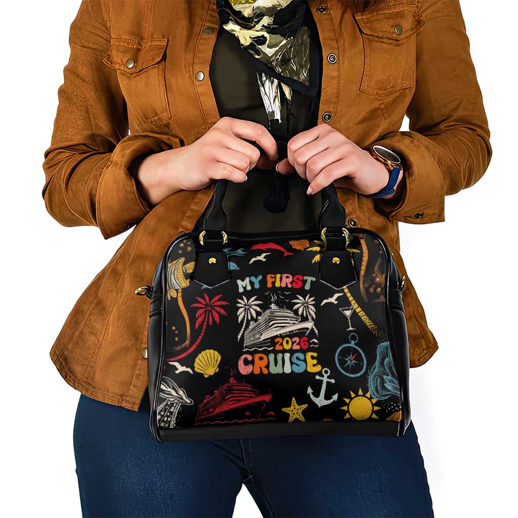 My First Cruise 2026 Shoulder Handbag Vacation Groovy Family Cruise Ship