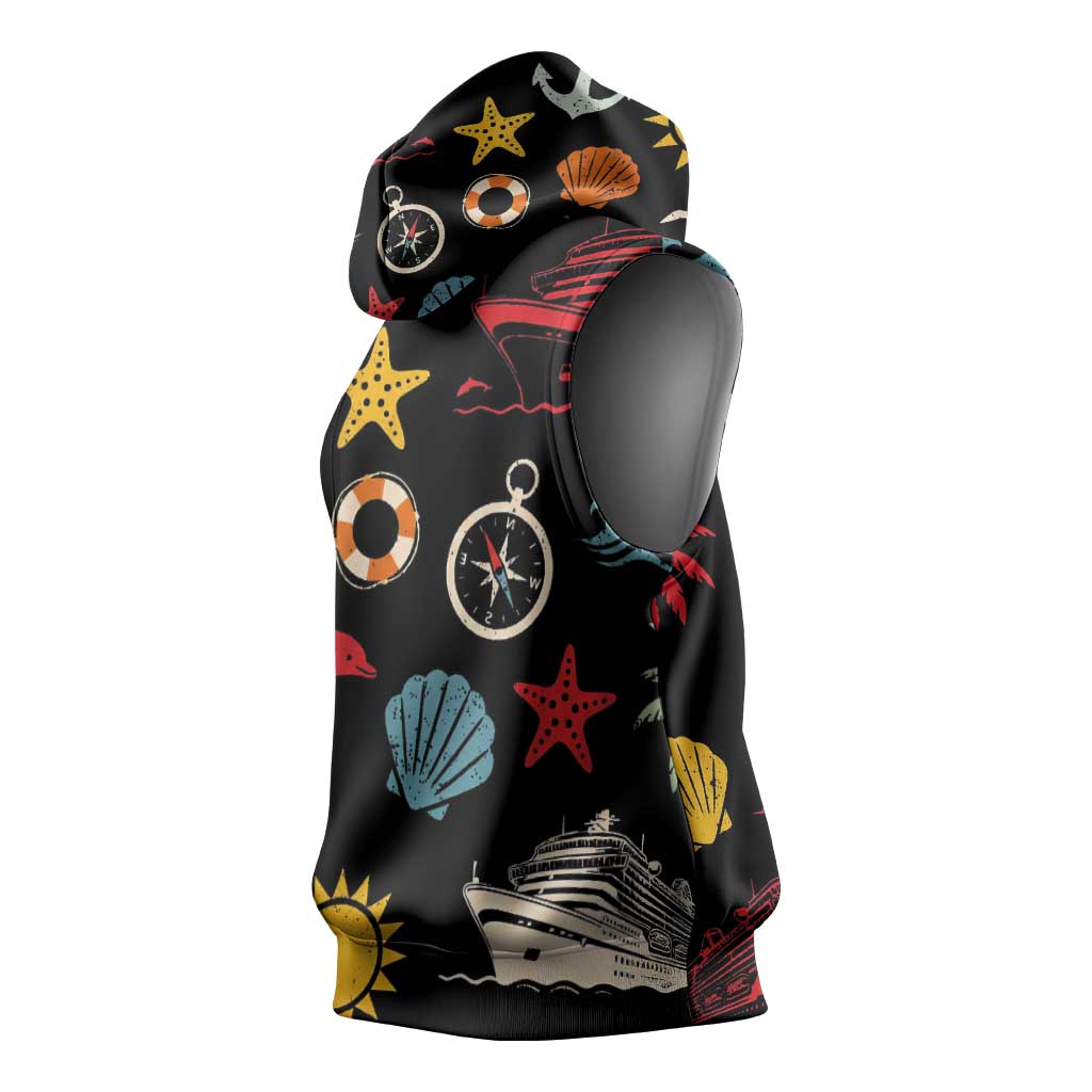 My First Cruise 2026 Sleeveless Hoodie Vacation Groovy Family Cruise Ship