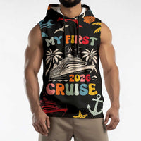 My First Cruise 2026 Sleeveless Hoodie Vacation Groovy Family Cruise Ship