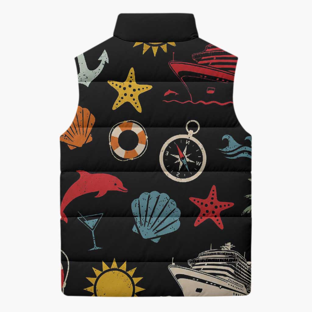 My First Cruise 2026 Sleeveless Puffer Jacket Vacation Groovy Family Cruise Ship