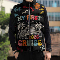 My First Cruise 2026 Sleeveless Puffer Jacket Vacation Groovy Family Cruise Ship