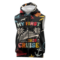 My First Cruise 2026 Sleeveless Zip Hoodie Vacation Groovy Family Cruise Ship