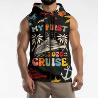 My First Cruise 2026 Sleeveless Zip Hoodie Vacation Groovy Family Cruise Ship
