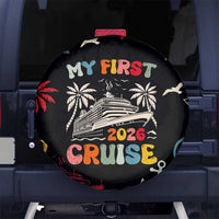 My First Cruise 2026 Spare Tire Cover Vacation Groovy Family Cruise Ship