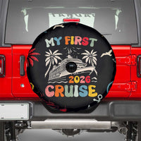 My First Cruise 2026 Spare Tire Cover Vacation Groovy Family Cruise Ship