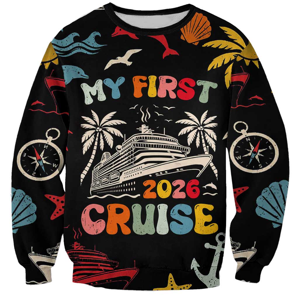 My First Cruise 2026 Sweatshirt Vacation Groovy Family Cruise Ship