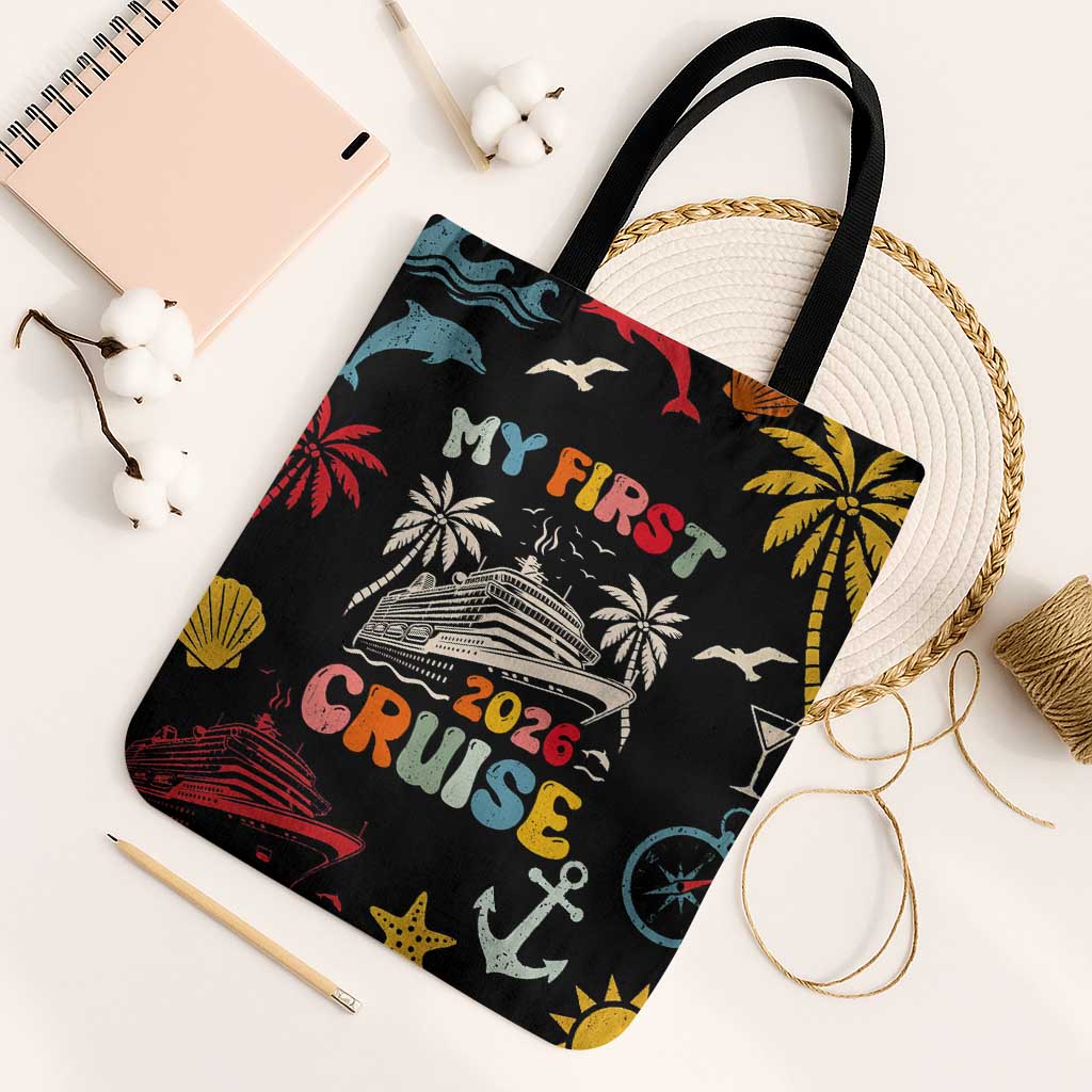 My First Cruise 2026 Tote Bag Vacation Groovy Family Cruise Ship