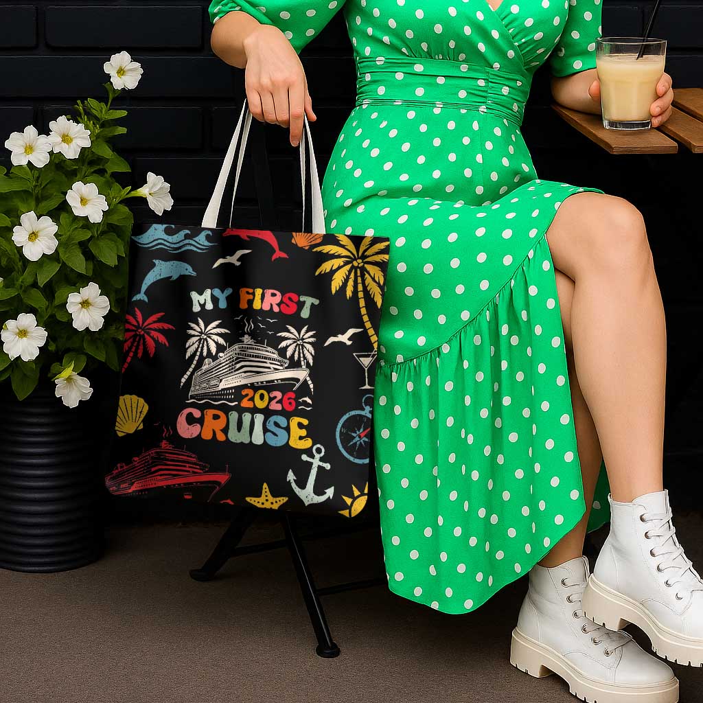 My First Cruise 2026 Tote Bag Vacation Groovy Family Cruise Ship