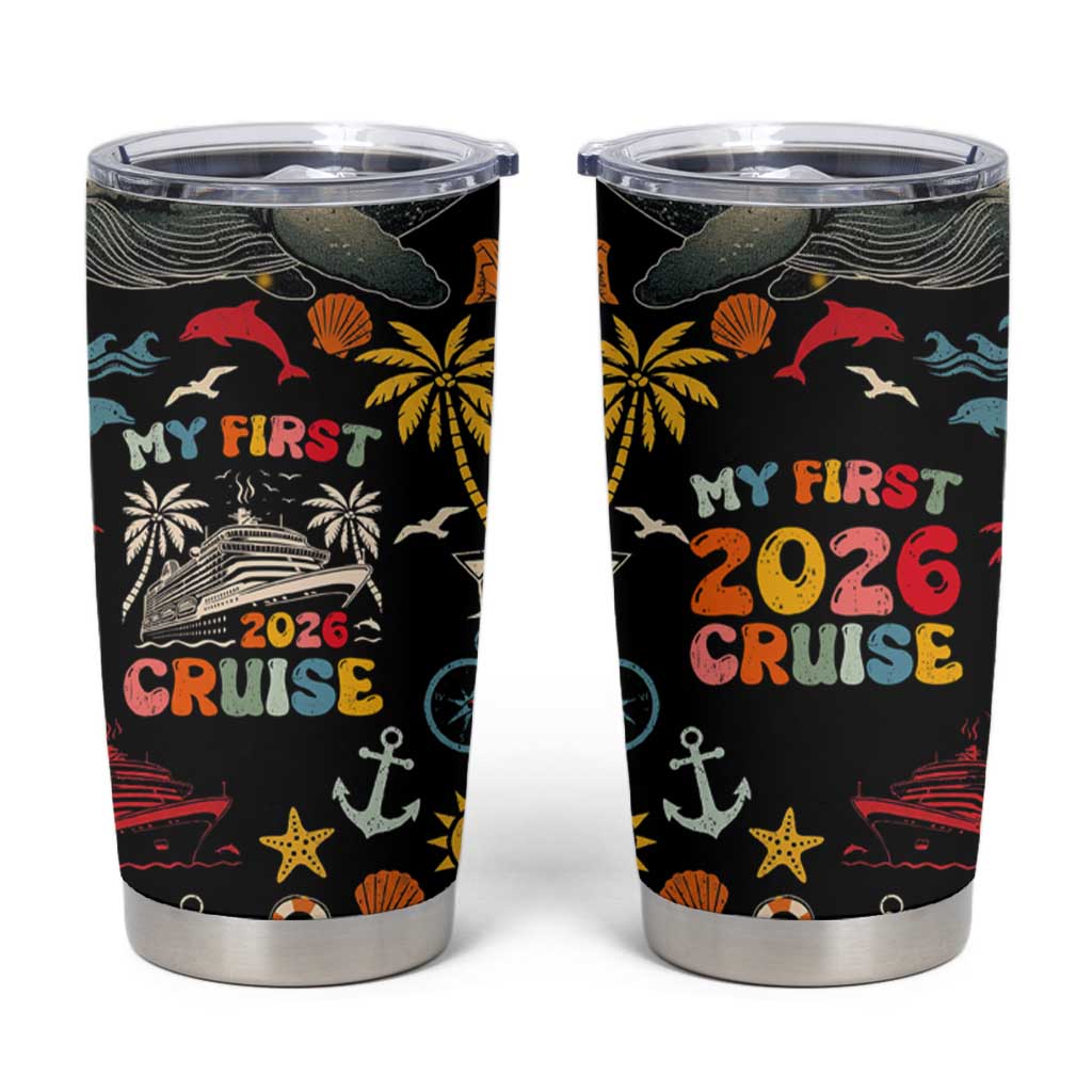 My First Cruise 2026 Tumbler Cup Vacation Groovy Family Cruise Ship