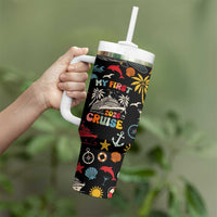 My First Cruise 2026 Tumbler With Handle Vacation Groovy Family Cruise Ship