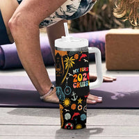 My First Cruise 2026 Tumbler With Handle Vacation Groovy Family Cruise Ship