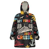 My First Cruise 2026 Wearable Blanket Hoodie Vacation Groovy Family Cruise Ship