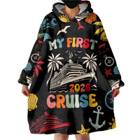 My First Cruise 2026 Wearable Blanket Hoodie Vacation Groovy Family Cruise Ship