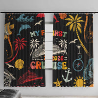 My First Cruise 2026 Window Curtain Vacation Groovy Family Cruise Ship