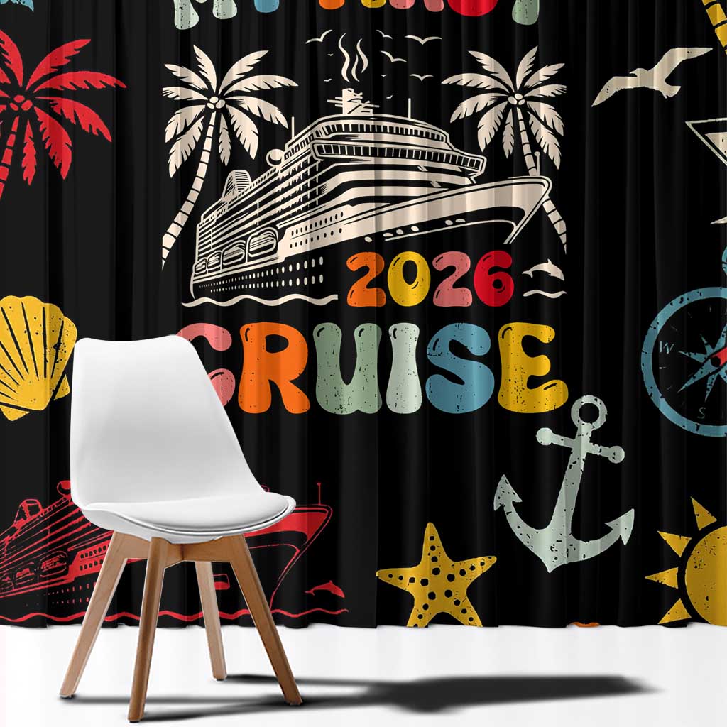 My First Cruise 2026 Window Curtain Vacation Groovy Family Cruise Ship