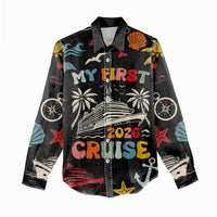 My First Cruise 2026 Women Casual Shirt Vacation Groovy Family Cruise Ship