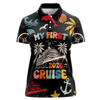 My First Cruise 2026 Women Polo Shirt Vacation Groovy Family Cruise Ship