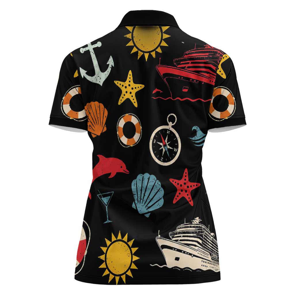 My First Cruise 2026 Women Polo Shirt Vacation Groovy Family Cruise Ship