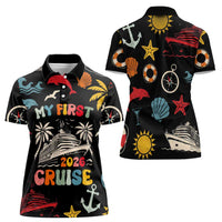 My First Cruise 2026 Women Polo Shirt Vacation Groovy Family Cruise Ship