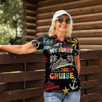 My First Cruise 2026 Women Polo Shirt Vacation Groovy Family Cruise Ship