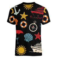 My First Cruise 2026 Women V-Neck T-Shirt Vacation Groovy Family Cruise Ship