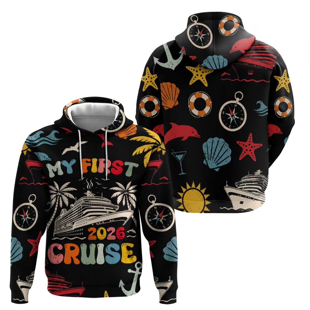 My First Cruise 2026 Zip Hoodie Vacation Groovy Family Cruise Ship