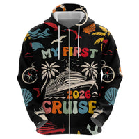 My First Cruise 2026 Zip Hoodie Vacation Groovy Family Cruise Ship