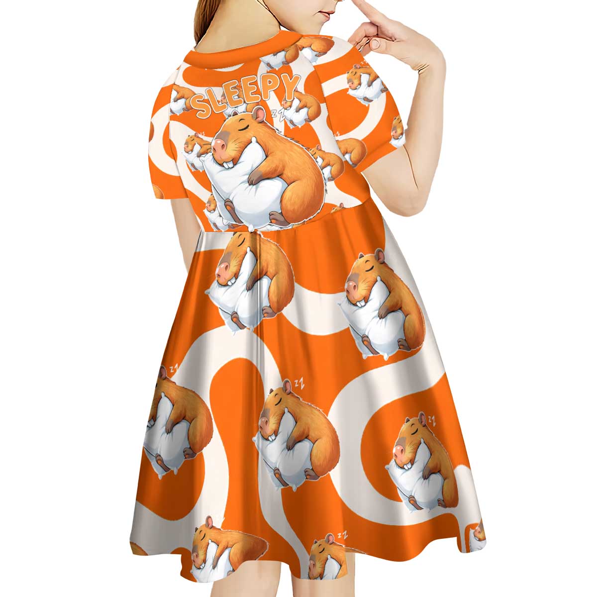 Capybara Sleep Kid Short Sleeve Dress Sleepybara Nightdress