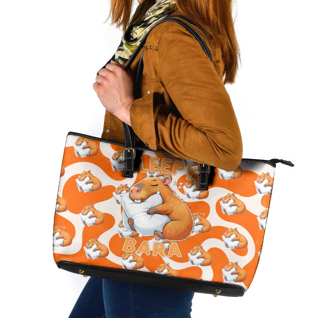Capybara Sleep Leather Tote Bag Sleepybara Nightdress