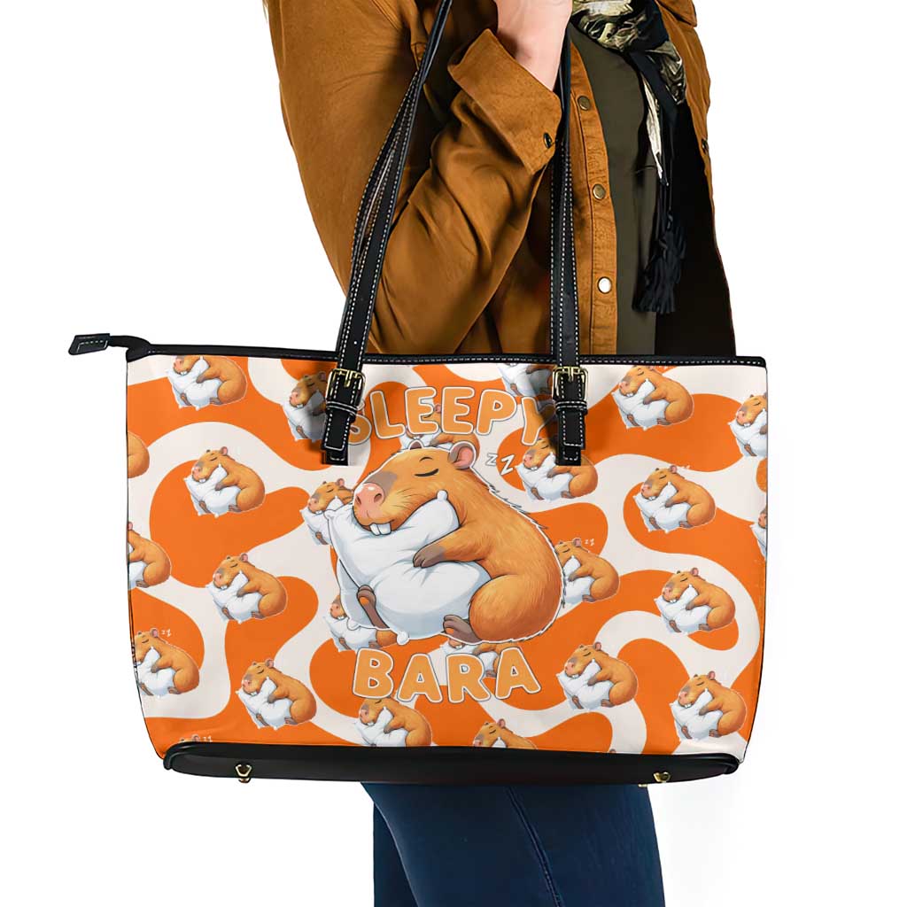 Capybara Sleep Leather Tote Bag Sleepybara Nightdress