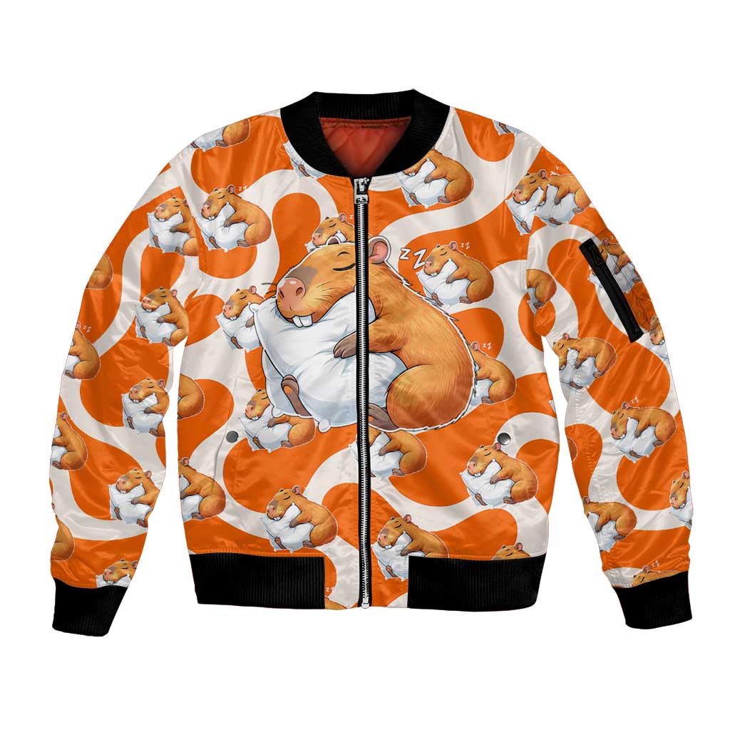 Capybara Sleep Sleeve Zip Bomber Jacket Sleepybara Nightdress