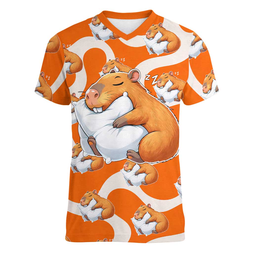 Capybara Sleep Women V-Neck T-Shirt Sleepybara Nightdress