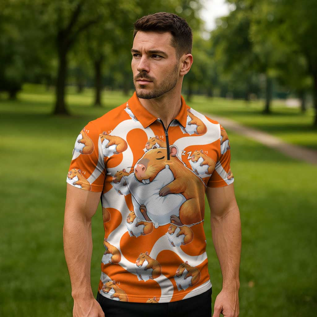 Capybara Sleep Zipper Polo Shirt Sleepybara Nightdress
