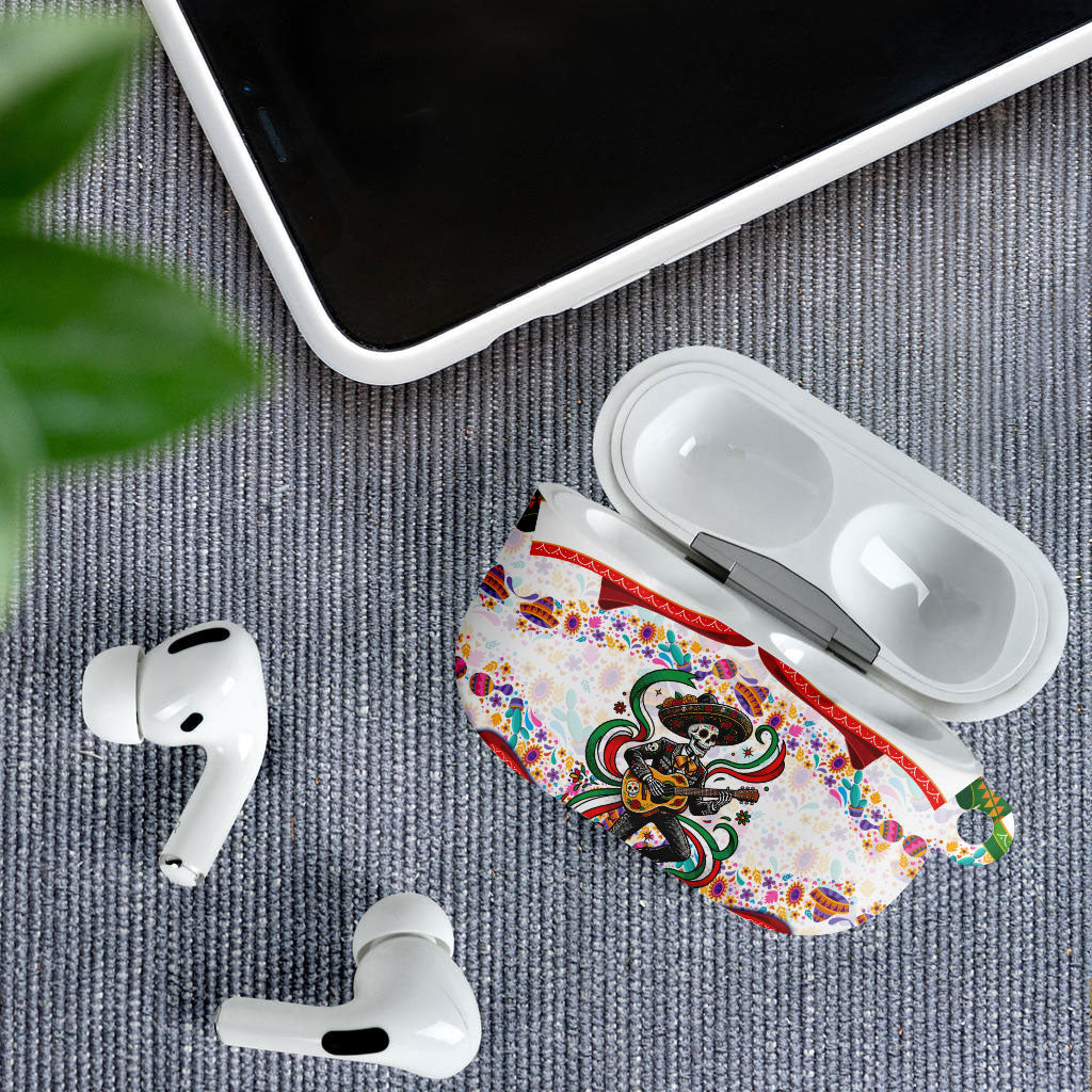 Cinco De Mayo Sugar Skull Mariachi AirPods Case Mexican Fiesta Floral Skeleton Guitar Folk Art