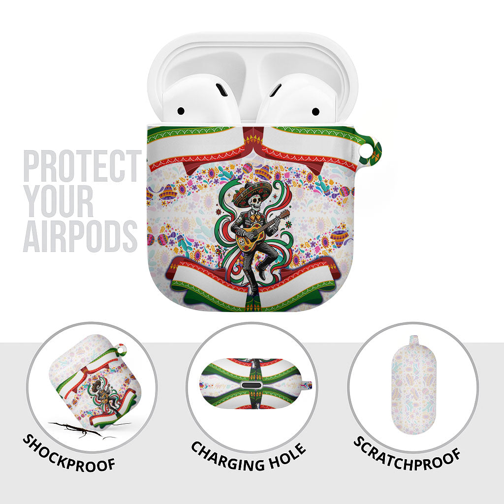 Cinco De Mayo Sugar Skull Mariachi AirPods Case Mexican Fiesta Floral Skeleton Guitar Folk Art