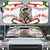 Cinco De Mayo Sugar Skull Mariachi Auto Sun Shade Mexican Fiesta Floral Skeleton Guitar Folk Art